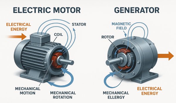 تفاوت الکتروموتور با موتور برق